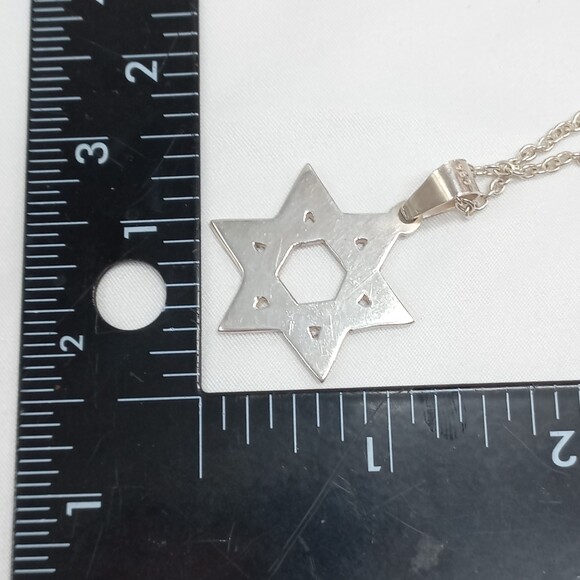 Vintage 950 Star of David Pendant Necklace Sterling Silver Chain - Picture 6 of 8